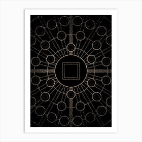 Geometric Glyph Radial Array in Glitter Gold on Black n.0197 Art Print