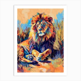 Masai Lion Resting In The Sun Fauvist Painting 1 Art Print