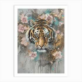 Tiger With Flowers 4 Art Print