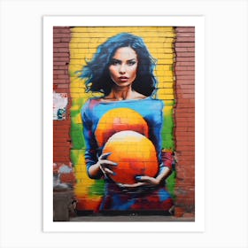 Orange Ball Girl Kmart Wall Art Art Print
