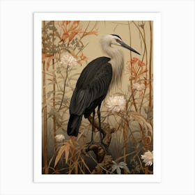 Dark And Moody Botanical Stork 4 Art Print