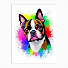 Boston Terrier Rainbow Oil Painting Dog Art Print
