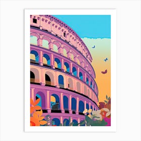 Black Cat In The Colloseum, Rome, Italy Art Print