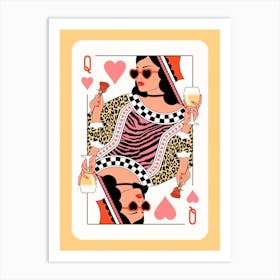 Queen Of Hearts Gold - Champaign and Roses Art Print