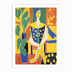 Woman In Yellow And Blue Matisse Style Art Print