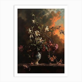 Baroque Floral Still Life Canterbury Bells 2 Art Print