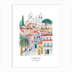 Lisbon Portugal Gouache Travel Illustration Art Print