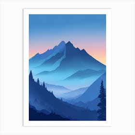 Misty Mountains Vertical Composition In Blue Tone 139 Art Print