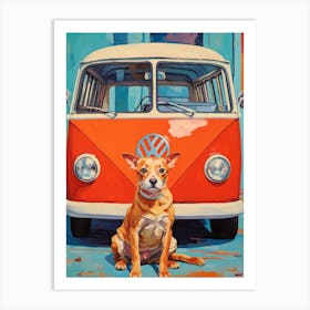 Volkswagen Type 2 Vintage Car With A Dog, Matisse Style Painting 2 Art Print