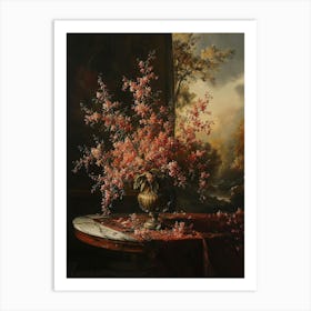 Baroque Floral Still Life Coral Bells 3 Art Print