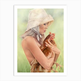 Girl With a Chicken Art Print