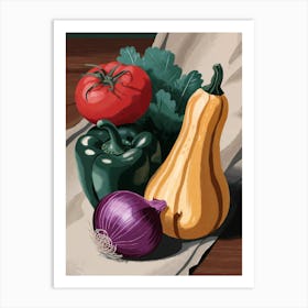 A Still Life Illustration Of A Bouquet Vegetables Art Print