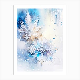 Ice, Snowflakes, Storybook Watercolours 3 Art Print