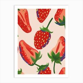 Strawberry Pattern Illustration 3 Art Print