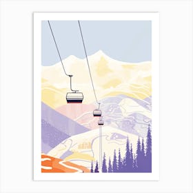 Zell Am See   Kaprun   Austria, Ski Resort Pastel Colours Illustration 0 Art Print