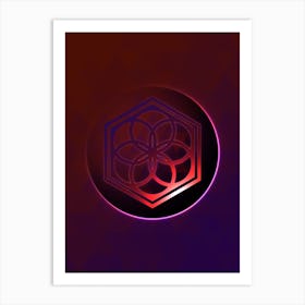 Geometric Neon Glyph on Jewel Tone Triangle Pattern 432 Art Print