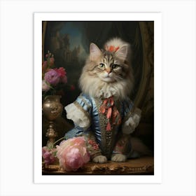 Cat In Medieval Robes Rococo Style  6 Art Print