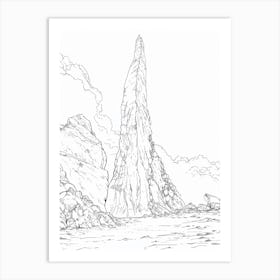 Puncak Jayacarstensz Pyramid Indonesia Line Drawing 3 Art Print