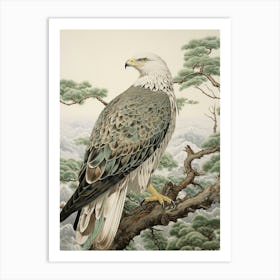 Ohara Koson Inspired Bird Painting Eagle 3 Art Print