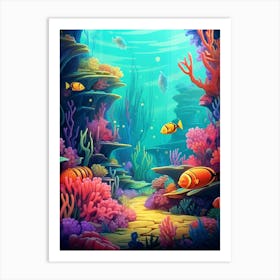 Coral Reef Cartoon 1 Art Print