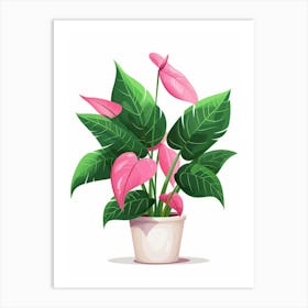 Pink Plant In A Pot 2 Art Print