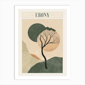Ebony Tree Minimal Japandi Illustration 2 Poster Art Print