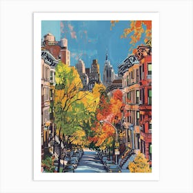 Upper West Side New York Colourful Silkscreen Illustration 4 Art Print