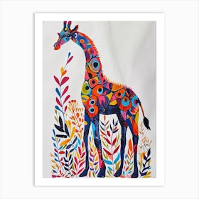 Rainbow Geometric Giraffe 1 Art Print