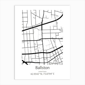 Ballston,United States Minimalist Map 1 Art Print