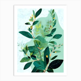 Green Leaves On A Branch Art Print