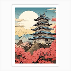 Gifu Castle, Japan Vintage Travel Art 4 Art Print