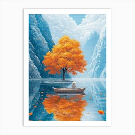 Autumn Tree In A Boat Art Print