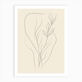 Drawing Of A Woman With Leaves Art Print