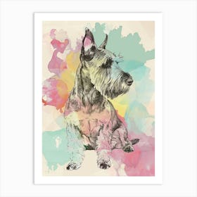 Pastel Kerry Blue Terrier Dog Pastel Line Illustration  3 Art Print