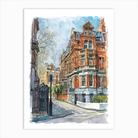 Kensington And Chelsea London Borough   Street Watercolour 4 Art Print