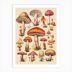 Vintage Mushrooms 2 Art Print