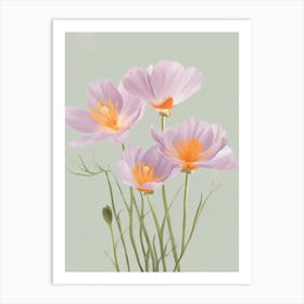 Crocus Flowers Acrylic Painting In Pastel Colours 1 Art Print