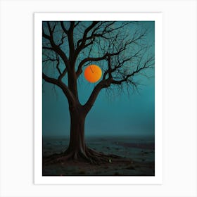 Tree With A Clock Art Print