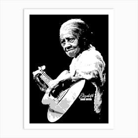 Elizabeth Cotten American Folk and Blues Musician Legend in Grayscale art Art Print