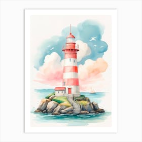 Watercolor Lighthouse 1 Art Print