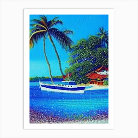 Roatán Honduras Pointillism Style Tropical Destination Art Print