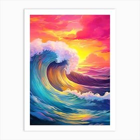 Sunset Ocean Wave Art Print