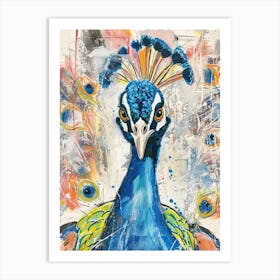 Peacock Portrait Sketch 7 Art Print