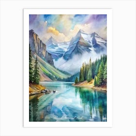 Glacier National Park Watercolor Painting Art Print