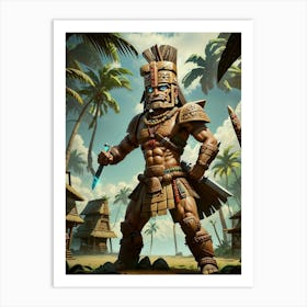 Aztec Warrior "Chama" Art Print