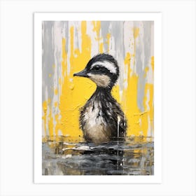 Duckling Grey Black & Yellow Gouache Painting Inspired 6 Art Print