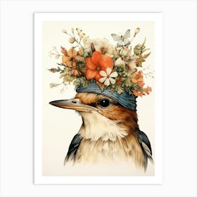 Bird With A Flower Crown Robin 2 Art Print