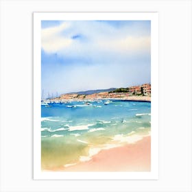 Plage Des Graniers 2, Saint Tropez, France Watercolour Art Print