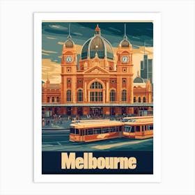 Aihrgdesign A Vintage Travel Poster Of Melbourne Featuring Th B09c2885 0c2b 4797 A03f 1f5ea89c70ad 3 Art Print