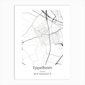 Eppelheim,Germany Minimalist Map Art Print